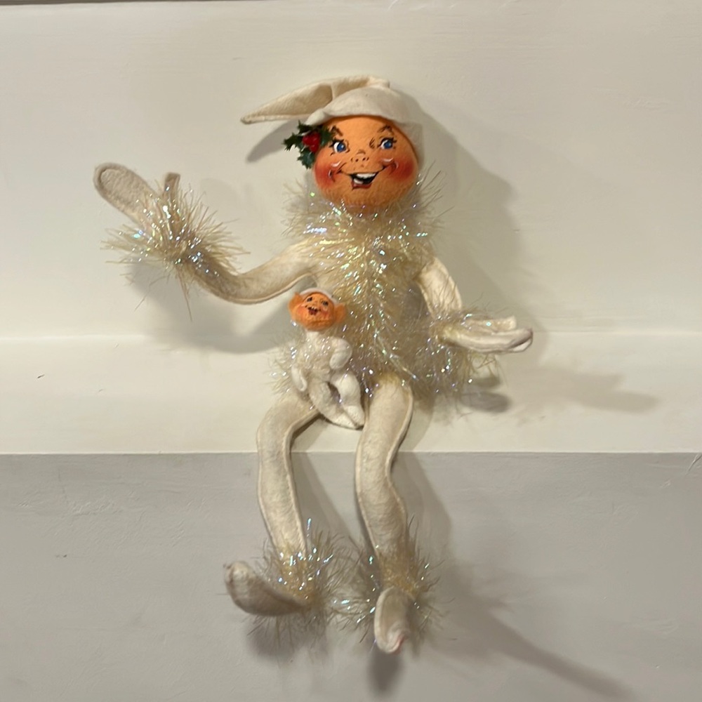 Annalee white Christmas elf doll